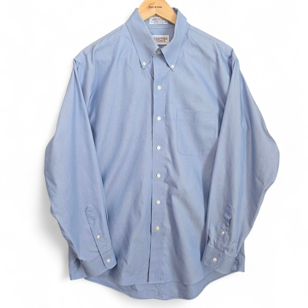 Roundtree &‎ Yorke Dress Shirt Mens 16 34 Blue Button Down Wrinkle Resistant